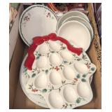 9PC ASSTD CHRISTMAS DISHES, DEVILED EGG HOLDER,