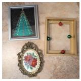 3PC FRAMED CHRISTMAS DECOR, NEEDLE WORK,