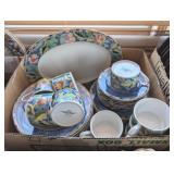 34PC GENUINE STONEWARE DISHES, FANTASIA PATTERN
