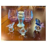 ASSTD 2PC CRYSTAL CUT TO CLEAR PURPLE GLASSES,