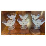 6PC FROSTED GLASS CRYSTAL FOOTED BOWLS