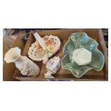 5PC CERAMIC TULIP BASKET, DRAGONFLY BOWL &