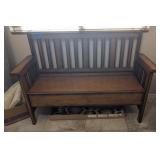 WOOD BENCH W/UNDER SEAT STORAGE