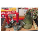 METAL CANDLE HOLDER, TAPERED CANDLES, BEADED