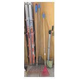 3PC WOOD HANDLE METAL RAKES, LEAF, ROCK, OTHER