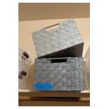 2PC WOVEN STORAGE BASKETS, GREY