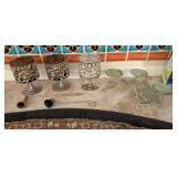 METAL CANDLE HOLDER, FOOTED 3 WICK CANDLE HOLDERS,