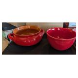2PC GLAZED CLAY BOWL, OTHER