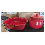2PC DE SILVA GLAZED CLAY DISHES