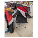 2PC FOLDING CHAIRS W/TRAVEL POUCH, BLACK/RED/GREY