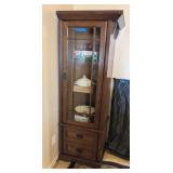 WOOD/GLASS CURIO #2, 3-SHELF, BOTTOM CABINET,