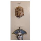 2PC WALL MASKS, HAND CARVED WOOD, OTHER