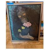 FRAMED ARTWORK, APE SMELLING FLOWER