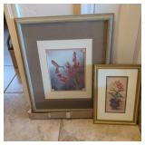 2PC FRAMED ARTWORK, HUMMINGBIRD, FLOWER