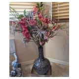 GLAZED TERRACOTTA PLANTER W/FLORAL ARRANGEMENT #7