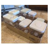 9PC OXO FLIP TOP CLEAR PLASTIC STORAGE CANISTERS