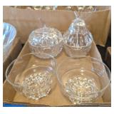 4PC CLEAR CRYSTAL PEAR & APPLE SHAPE SUGAR BOWLS &
