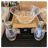 3PC CRYSTAL BOWL & SALT & PEPPER SHAKERS