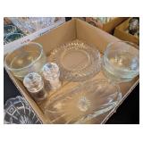 10PC GLASS SERVING DISHES, BOWLS, S&P SHAKERS
