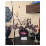 LARGE WINE COLOR VASE W/FLORAL ARRANGEMENT #3