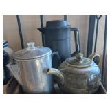 3PC VTG/ANTQ CERAMIC TEAPOT,SIGNED &