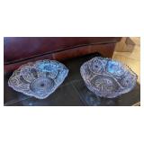 2PC VTG PURPLE CUT GLASS BOWLS W/SAWTOOTH RIMS