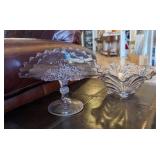 2PC VTG PURPLE GLASS FOOTED BANANA BOAT & BOWL
