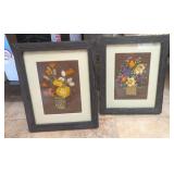 2PC FRAMED WALL ART, EMBROIDERY BOUQUETS