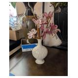 LENOX VASE W/GLASS/CRYSTAL FLOWER DECOR, PINK #2