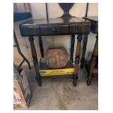 WOOD BOOK STYLE END TABLE #1 W/UNDER SHELF & DRW