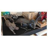 CARVED WOOD WILD BOAR, RHINO SCULPTURE, OTHER