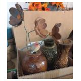 3PC VASES, METAL, BURLWOOD, OTHER