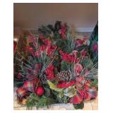 2PC CHRISTMAS DECOR SWAGS, BERRIES, PLAID BOWS
