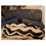 BLACK/TAN QUILTED COMFORTER, PILLOW CASES, SHAMS,