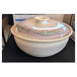 HAND MADE POTTERY TUREEN W/LID, SIGNED