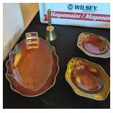 4PC CARLTONWARE ROUGE ROYALE DISHES & GOLD TONE