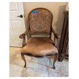 VTG LEATHER & TAPESTRY ARM CHAIR