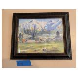 FRAMED WATERCOLOR PAINTING  'TORLESSE RANGE'