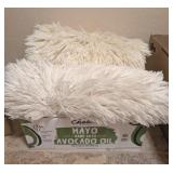 2PC SHAG STYLE BATH MATS, WHITE, CREAM