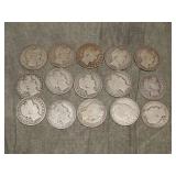15 Barber SILVER Half Dollars