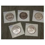 5 American Eagle .999 SILVER Troy Ounce Coins