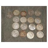 16 Various 90% SILVER Half Dollars