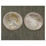 1925 P & 1923 D Peace SILVER Dollars