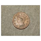 1855  Large Cent Knobbed Ear XF to me U Grade