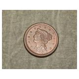 1853 Large Cent  AU to me U Grade sm redish