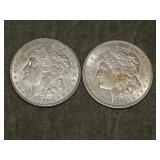 Pair of 1921 P Morgan SILVER Dollars NICE