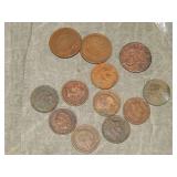 Indian Head Cents & 1865 Two Cent Pieces