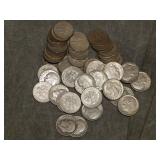 50 Roosevelt SILVER Dimes 1964 & Earlier