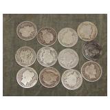 12 Barber SILVER Dimes