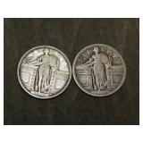 Pair of nice 1917 Type 1 Quarters BETTER DATE !!